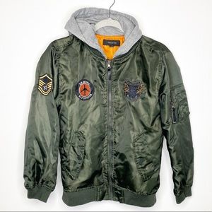 Ring of Fire Hooded Bomber Jacket Green